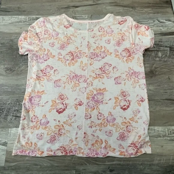 EUC Free People Tourist Floral Short Sleeve T-shirt in Blush Combo Size Medium - Picture 6 of 8